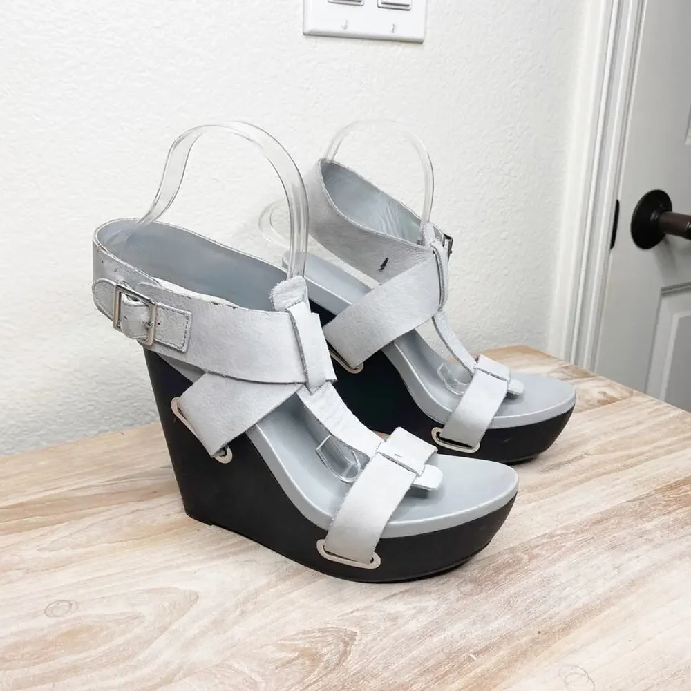 United nude leather adjustable abstract leather heels wedge size 38